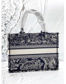 (CLEAR STOCK) (BRAND NEW) CHRISTIAN DIOR MEDIUM DIOR BOOK TOTE BAG IN ECRU WITH BLUE TOILE DE JOUY EMBROIDERY -FULL SET-