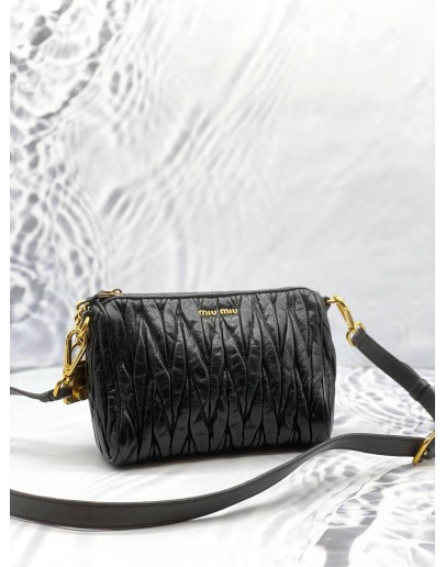 MIU MIU CROSSBODY BAG IN BLACK MATELASSE NAPPA LEATHER 
