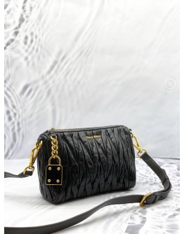 MIU MIU CROSSBODY BAG IN BLACK MATELASSE NAPPA LEATHER 
