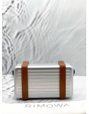 (LIKE NEW) RIMOWA PERSONAL CROSSBODY BAG IN SILVER ALUMINIUM WITH BROWN LEATHER -FULL SET- 