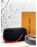 (UNUSED) LOUIS VUITTON X VIRGIL ABLOH POCHETTE VOLGA BELT BAG IN BLACK MONOGRAM TAURILLON LEATHER -FULL SET-