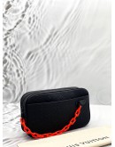 (UNUSED) LOUIS VUITTON X VIRGIL ABLOH POCHETTE VOLGA BELT BAG IN BLACK MONOGRAM TAURILLON LEATHER -FULL SET-