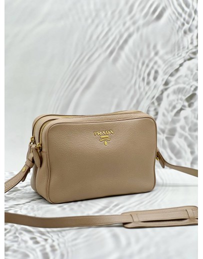 PRADA CAMERA CROSSBODY BAG IN BEIGE VITELLO PHENIX LEATHER