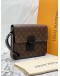 LOUIS VUITTON S LOCK A4 POUCH IN BROWN MONOGRAM CANVAS WITH BLACK LEATHER -FULL SET- 