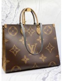 (LIKE NEW) LOUIS VUITTON ON THE GO GM IN BROWN MONOGRAM REVERSE CANVAS WITH BLACK LEATHER