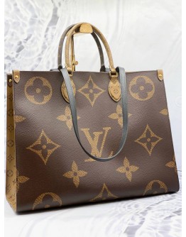 (LIKE NEW) LOUIS VUITTON ON THE GO GM IN BROWN MONOGRAM REVERSE CANVAS WITH BLACK LEATHER
