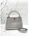 (LIKE NEW) LOUIS VUITTON CAPUCINES PM IN METALLIC SILVER TAURILLON LEATHER 