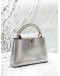 (LIKE NEW) LOUIS VUITTON CAPUCINES PM IN METALLIC SILVER TAURILLON LEATHER 