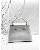 (LIKE NEW) LOUIS VUITTON CAPUCINES PM IN METALLIC SILVER TAURILLON LEATHER 