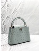 (BRAND NEW) LOUIS VUITTON CAPUCINES MINI IN GRIS PERLE OSTRICH LEATHER -FULL SET-