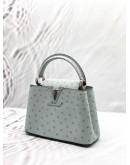 (BRAND NEW) LOUIS VUITTON CAPUCINES MINI IN GRIS PERLE OSTRICH LEATHER -FULL SET-