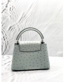 (BRAND NEW) LOUIS VUITTON CAPUCINES MINI IN GRIS PERLE OSTRICH LEATHER -FULL SET-