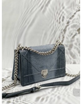 (LIKE NEW) CHRISTIAN DIOR DIORAMA FLAP SHOULDER BAG IN OMBRE BLUE LIZARD LEATHER