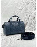(LIKE NEW) COACH GOTHAM DUFFLE 24 IN NAVY BLUE SIGNATURE EMBOSSED LEATHER