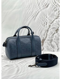 (LIKE NEW) COACH GOTHAM DUFFLE 24 IN NAVY BLUE SIGNATURE EMBOSSED LEATHER
