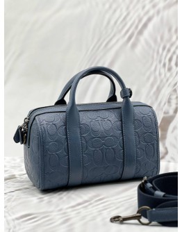 (LIKE NEW) COACH GOTHAM DUFFLE 24 IN NAVY BLUE SIGNATURE EMBOSSED LEATHER