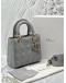 (LIKE NEW) CHRISTIAN DIOR SMALL LADY DIOR MY ABCDIOR IN GREY CANNAGE LAMBSKIN LEATHER -FULL SET-