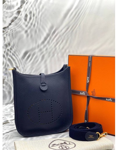 2021 HERMES EVELYNE TPM IN BLEU INDIGO CLEMENCE LEATHER -FULL SET-