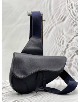 CHRISTIAN DIOR SADDLE CROSSBODY BAG IN DARK BLUE LEATHER
