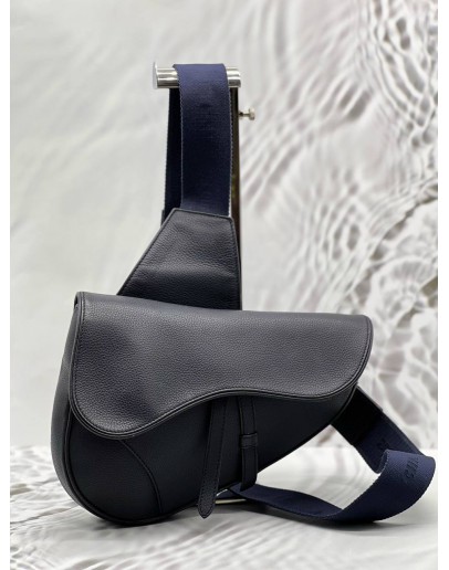 CHRISTIAN DIOR SADDLE CROSSBODY BAG IN DARK BLUE LEATHER