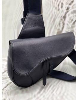 CHRISTIAN DIOR SADDLE CROSSBODY BAG IN DARK BLUE LEATHER