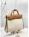 (LIKE NEW) HERMES HERBAG PM 31 IN OFF WHITE TOILE CANVAS WITH LIGHT BROWN VACHE HUNTER LEATHER