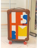 (LIKE NEW) HERMES R.M.S CABIN SUITCASE LUGGAGE IN MULTICOLOR H PLUME CANVAS WITH TAURILLON REGATE LEATHER