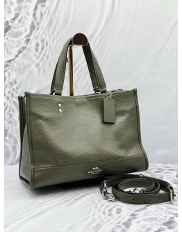 COACH DEMPSEY CARRYALL TOTE BAG IN OLIVE GREEN LEATHER