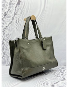 COACH DEMPSEY CARRYALL TOTE BAG IN OLIVE GREEN LEATHER