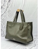 COACH DEMPSEY CARRYALL TOTE BAG IN OLIVE GREEN LEATHER