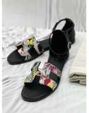 (UNUSED) HERMES SANTORINI SANDALS SIZE 40 IN MULTICOLOR LEATHER 