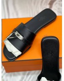 (UNUSED) HERMES GIULIA SANDALS SIZE 41 IN BLACK LEATHER -FULL SET- 