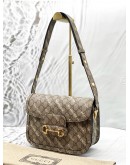(LIKE NEW) GUCCI X BALENCIAGA HACKER PROJECT SMALL HORSEBIT 1955 SHOULDER BAG IN BEIGE WITH EBONY GG SUPREME CANVAS -FULL SET-