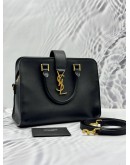YSL SAINT LAURENT BABY CABAS TOTE BAG IN BLACK LEATHER