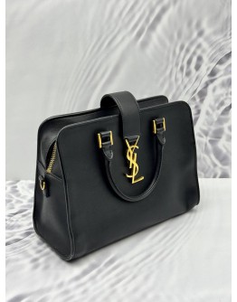 YSL SAINT LAURENT BABY CABAS TOTE BAG IN BLACK LEATHER