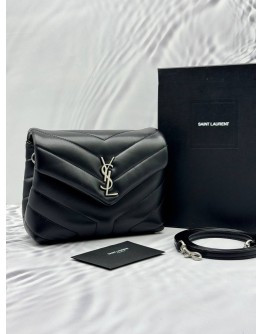 (LIKE NEW) YSL SAINT LAURENT LOULOU TOY SHOULDER AND CROSSBODY BAG IN BLACK LEATHER -FULL SET-