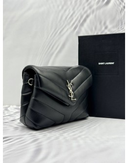 (LIKE NEW) YSL SAINT LAURENT LOULOU TOY SHOULDER AND CROSSBODY BAG IN BLACK LEATHER -FULL SET-