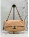 CHANEL WILD STITCH ZIP FLAP BAG IN PEACHY BEIGE LEATHER 