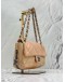 CHANEL WILD STITCH ZIP FLAP BAG IN PEACHY BEIGE LEATHER 
