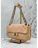 CHANEL WILD STITCH ZIP FLAP BAG IN PEACHY BEIGE LEATHER 