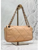 CHANEL WILD STITCH ZIP FLAP BAG IN PEACHY BEIGE LEATHER 