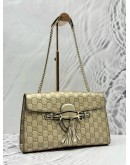 GUCCI EMILY SMALL SHOULDER BAG IN METALLIC GOLD GG GUCCISSIMA LEATHER