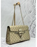 GUCCI EMILY SMALL SHOULDER BAG IN METALLIC GOLD GG GUCCISSIMA LEATHER