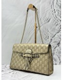 GUCCI EMILY SMALL SHOULDER BAG IN METALLIC GOLD GG GUCCISSIMA LEATHER