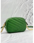 TORY BURCH KIRA CHEVRON CAMERA CROSSBODY BAG IN MALACHITE GREEN LEATHER