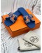 HERMES ORAN BRIDES DE GALA SANDALS SIZE 41 IN BLUE WITH ORANGE PRINTED CANVAS -FULL SET-