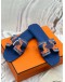 HERMES ORAN BRIDES DE GALA SANDALS SIZE 41 IN BLUE WITH ORANGE PRINTED CANVAS -FULL SET-