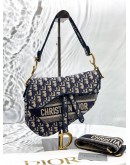 (CLEAR STOCK) CHRISTIAN DIOR SADDLE BAG IN BLUE DIOR OBLIQUE JACQUARD 