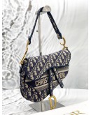 (CLEAR STOCK) CHRISTIAN DIOR SADDLE BAG IN BLUE DIOR OBLIQUE JACQUARD 