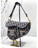 (CLEAR STOCK) CHRISTIAN DIOR SADDLE BAG IN BLUE DIOR OBLIQUE JACQUARD 